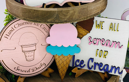 ice cream tier tray set,sprinkles,gift for mom,Rae Dunn,hand churned,holy cow creamery, we all scream for ice cream,ice cream truck,decor