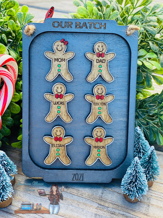 Gingerbread family Christmas ornament, stocking stuffer, Christmas tree decor, home decor, baking sheet, gifts for mom, xmas, Santa, cookies