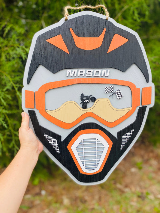 Motocross helmet, wall decor, nursery decor, home decor, helmet sign, dirtbikes, MX, MX racing, personalized home decor, custom