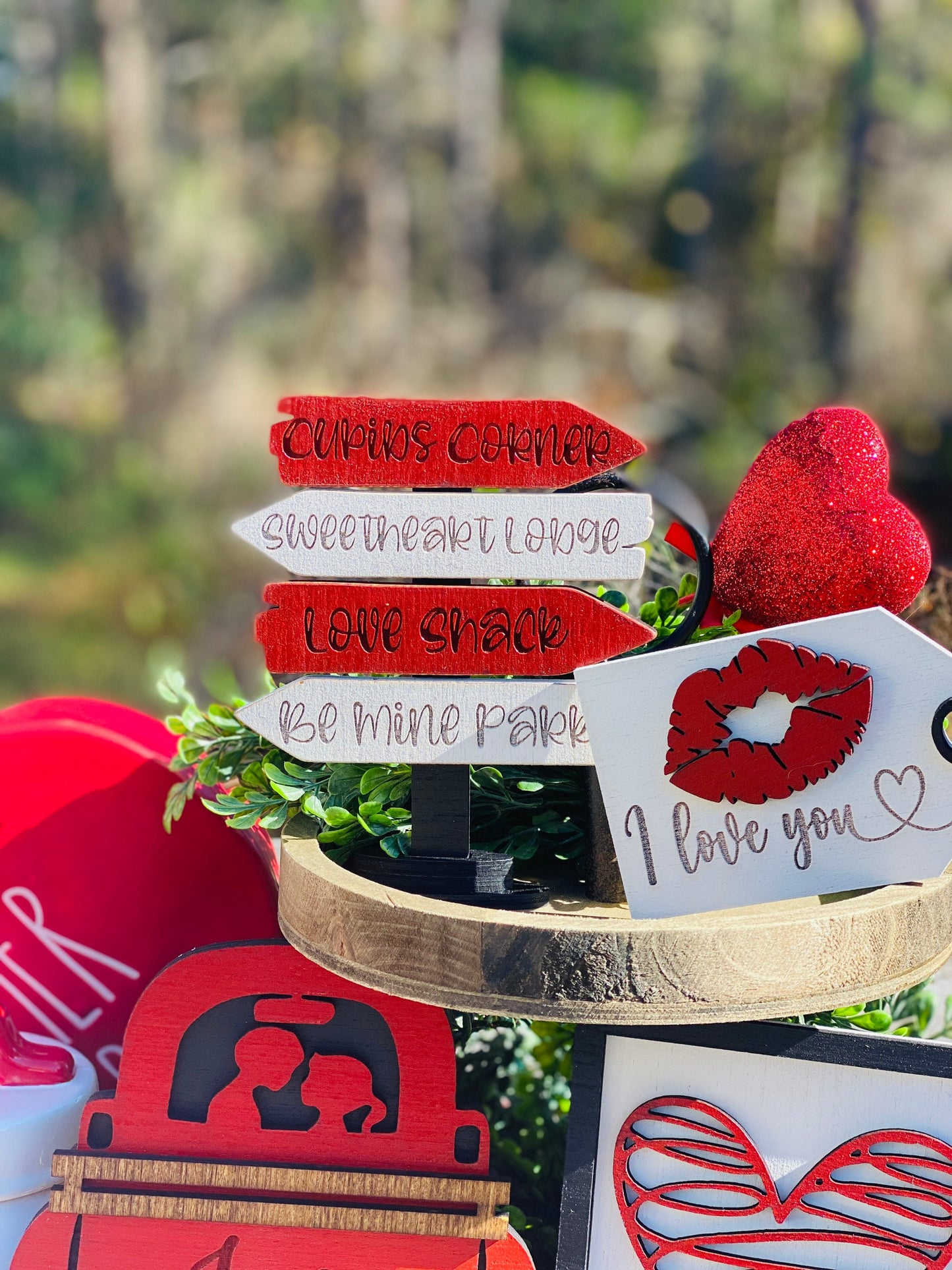 Valentines tier tray, home decor, tier tray set, sweetheart, love shack, Cupid, valentine, be mine, Rae dunn decor, true love, hugs, kisses
