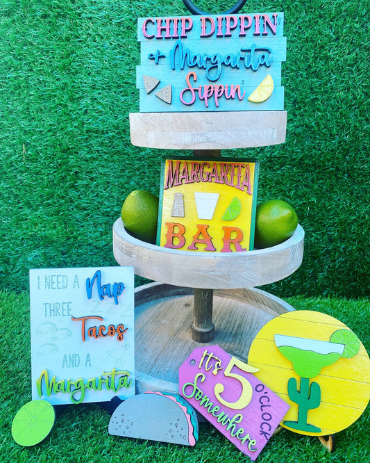Margarita summertime tier tray set home decor