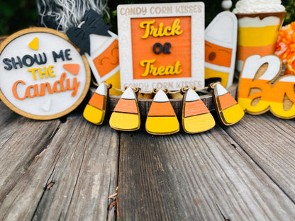 October 31 / candy corn / tier tray decor / boo / Rae dunn decor / hutch decor / Halloween / home decor / trick or treat / show me the candy