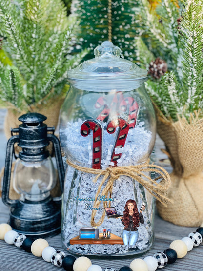 Candy cane Gumball machine filler, wooden candy cane cutouts, tiered tray decor, shelf sitter, farmhouse decoration, table decor