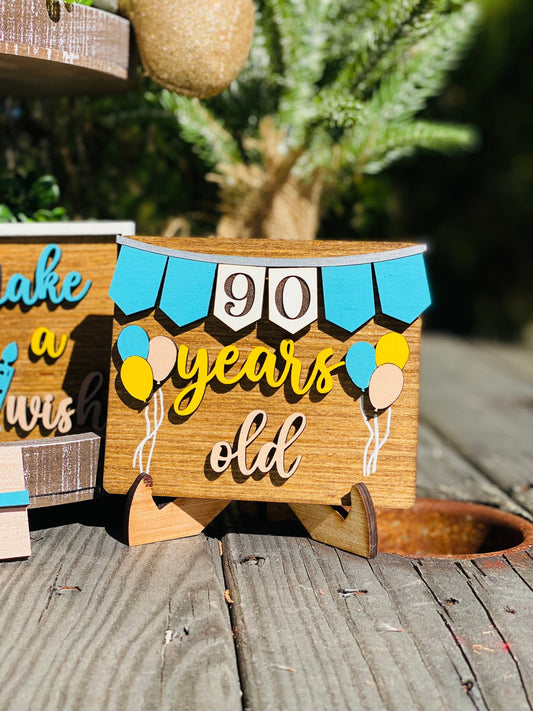 Happy Birthday tier tray decor, just add sprinkles, birthday home decor, birthday party decor, birthday tier tray signs, Rae dunn decor