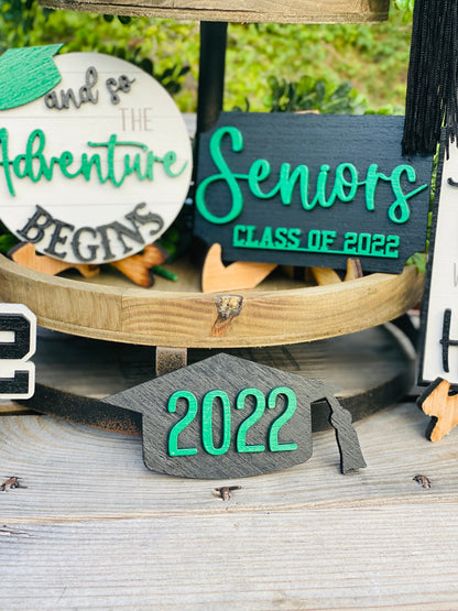 Graduation, Senior 2025, Tier Tray decor, class of 2025, home decor, Rae Dunn, college, high school,  tassel was worth the hassle, seniors