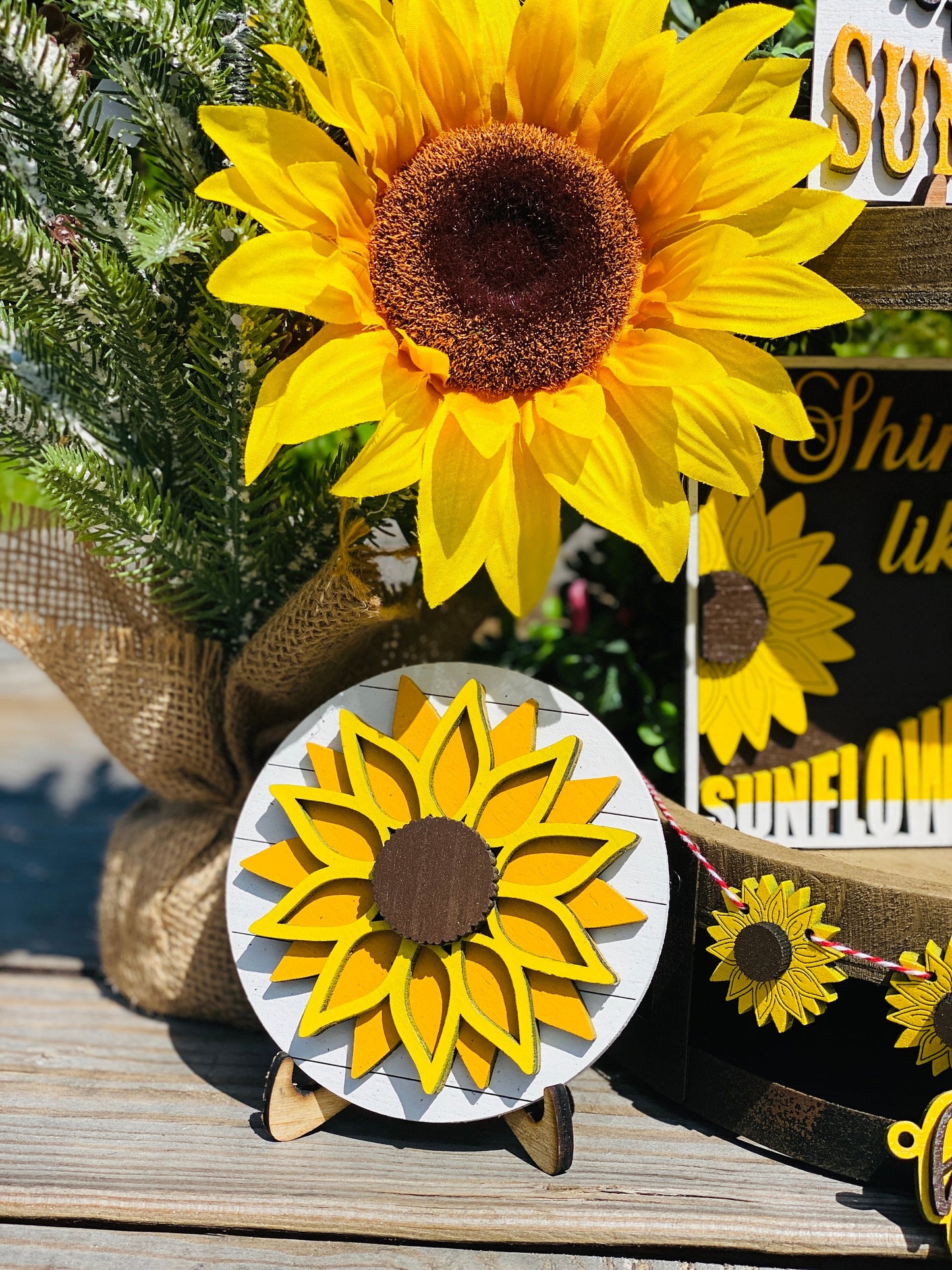 Sunflower Tier Tray Decor,home decor,Rae Dunn decor,shine like a sunflower, spread kindness,fresh cut sunflowers,sunflowers u pick