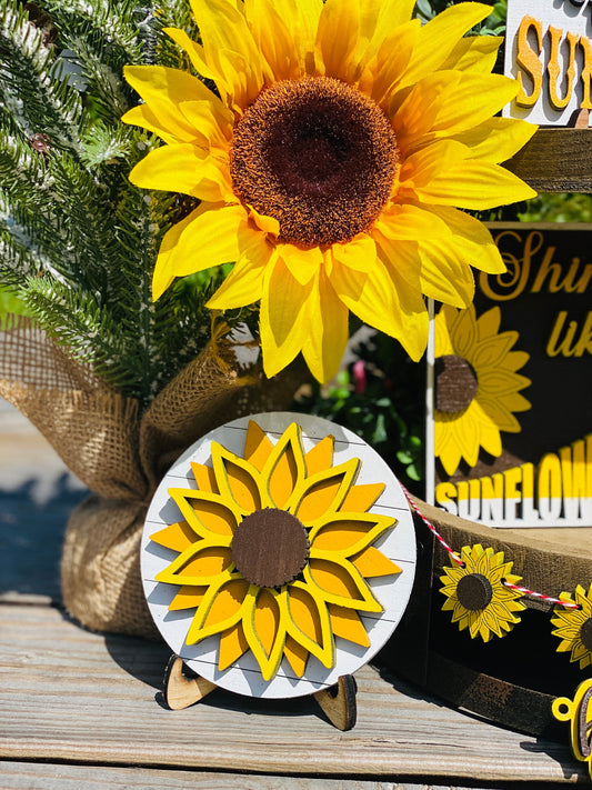 Sunflower Tier Tray Decor,home decor,Rae Dunn decor,shine like a sunflower, spread kindness,fresh cut sunflowers,sunflowers u pick
