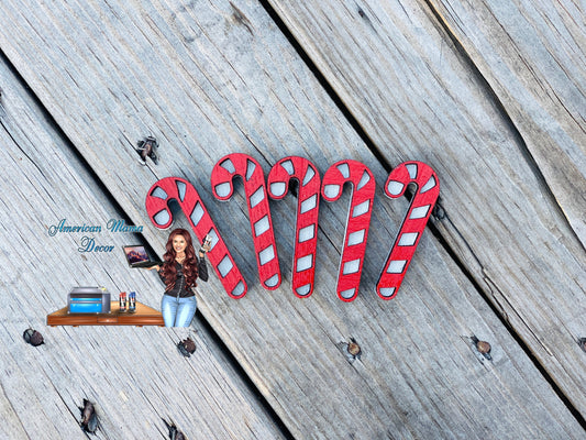 Candy cane Gumball machine filler, wooden candy cane cutouts, tiered tray decor, shelf sitter, farmhouse decoration, table decor
