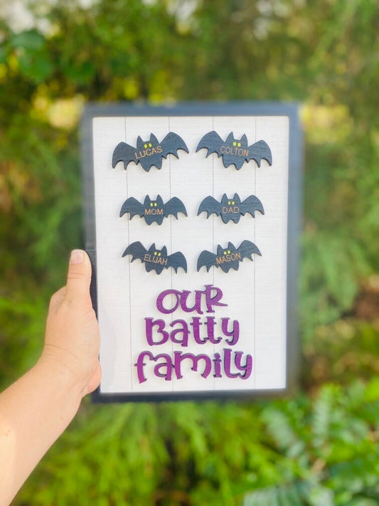 Personalized gifts - personalized Halloween sign - our Batty family - Halloween bat sign - wall decor - home decor - Fall decor
