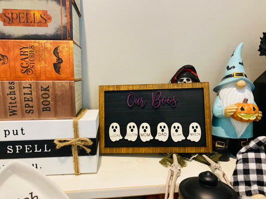 Personalized gifts - personalized Halloween sign - our Boos - Halloween ghost sign - wall decor - home decor - Fall decor - our boo family