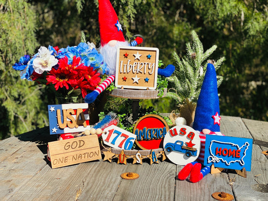 July 4th tier tray set, 4th of July, Independence Day, usa, America, one nation under god, 1776, home, liberty, United States flag, decor