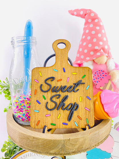ice cream tier tray set, sweet shop,sprinkles, stop the world and melt with you, run after ice cream truck, gift for mom, Rae Dunn decor