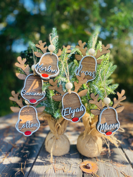 2 DAY SHIPPING, personalized reindeer ornaments, personalized decor, custom, custom gift tags, Christmas decor, Xmas ornament, stocking tag
