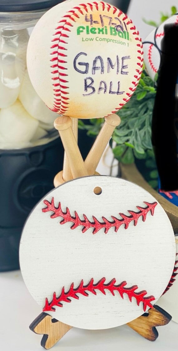 Baseball tiered tray decor, home decor, tier tray set, baseball mom, Rae dunn decor, hit hard, run fast, no crying in baseball