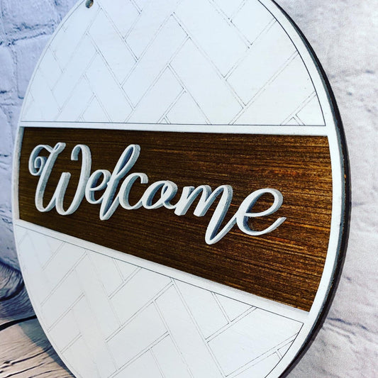 Welcome herringbone door hanger