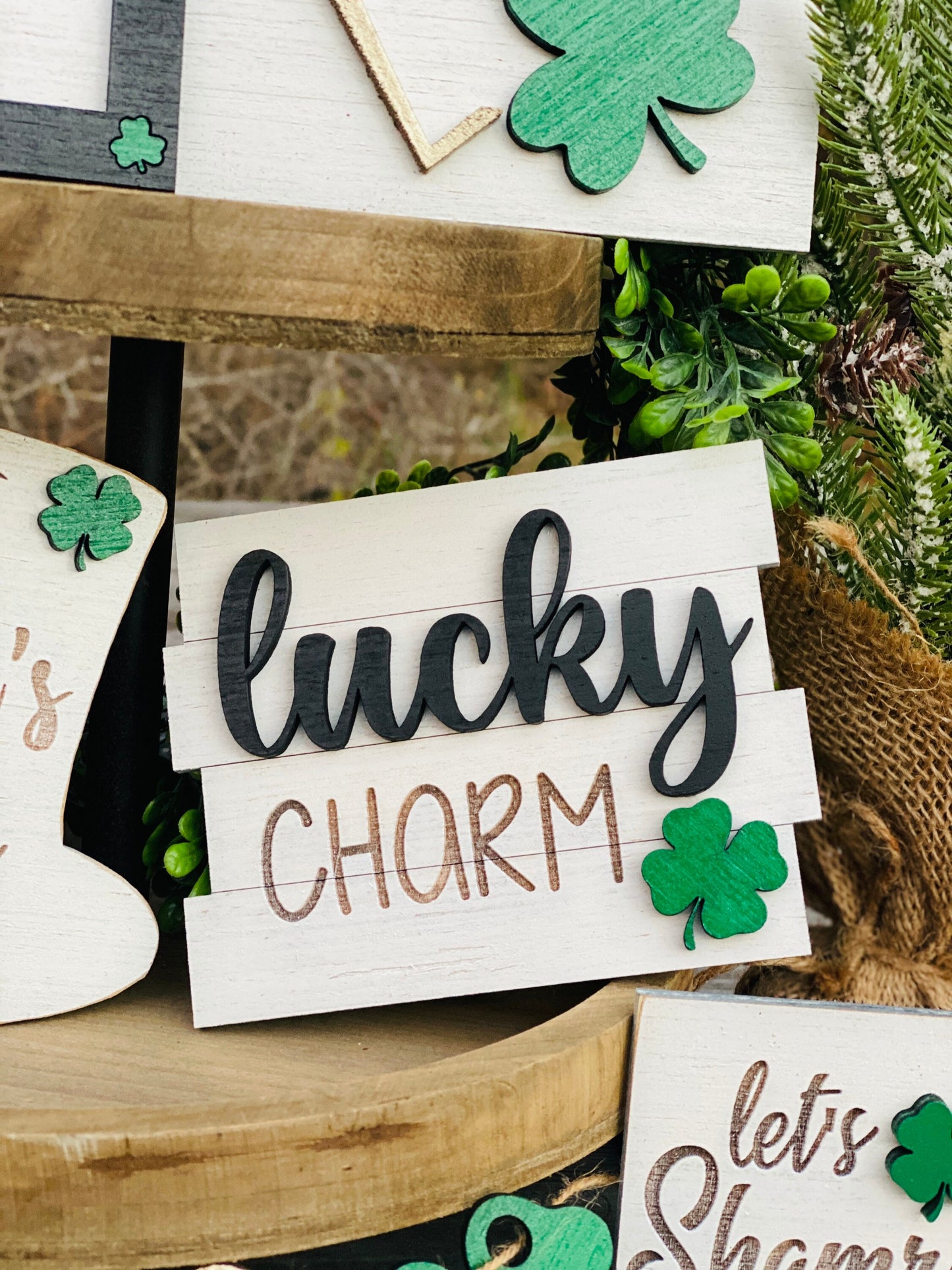 St Patrick’s day tier tray set, home decor, St. Patty’s, Rae dunn decor, shamrock cafe, lucky charm, pot of gold, mini signs, clover