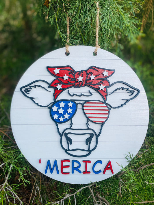 Merica cow Door Hanger