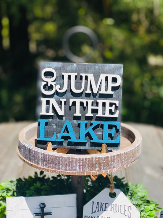 Lake life tier tray, home decor, jump in the lake, lake house, welcome, lake life, lake rules, beaches be salty, summer decor