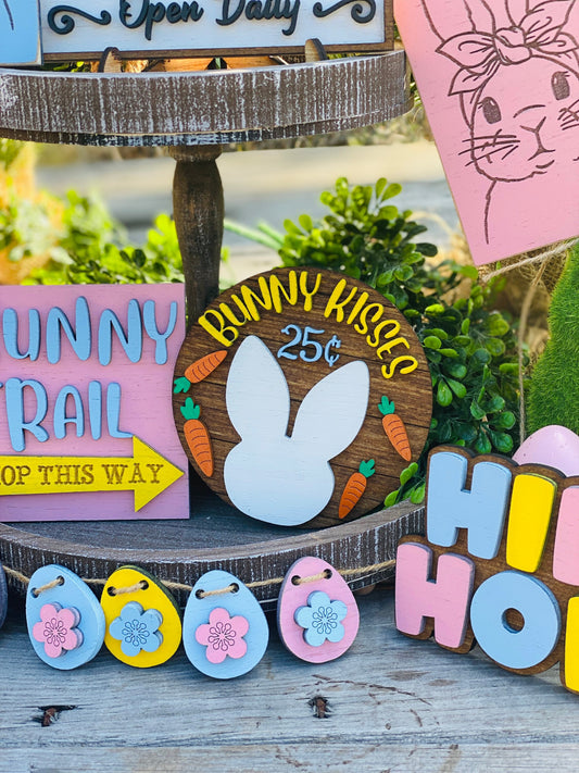 Easter bunny tier tray decor, tier tray set, Rae dunn decor, mini signs, 3d, tier tray signs, Easter, bunny trail, bunny kisses,carrot patch