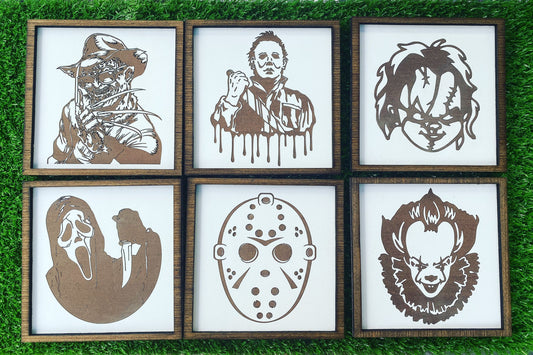 Engraved Horror movie legends signs, horror home decor,halloween, Jason, Freddy Krueger, Michael Myers, pennywise, Chucky, ghostface