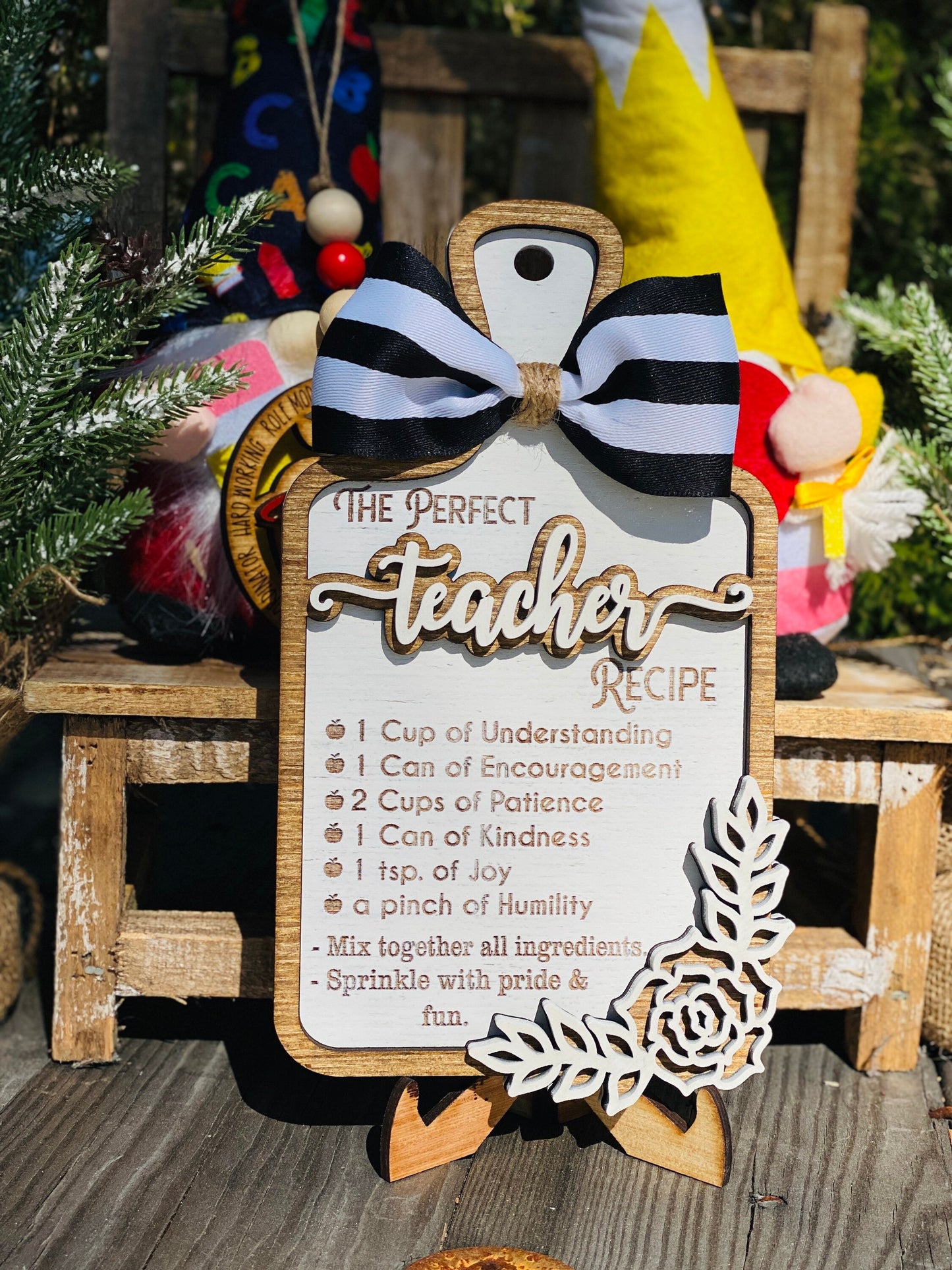Perfect teacher recipe, teacher gifts, teacher appreciation, teacher cutting board, gifts from student, classroom decor, tier tray decor
