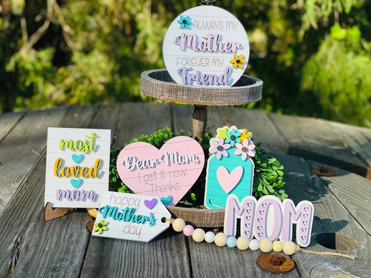 Mother’s Day tier tray set, tier tray decor, moms day, celebrate mom, most loved mom, always my mother, forever my friend, mom, home decor