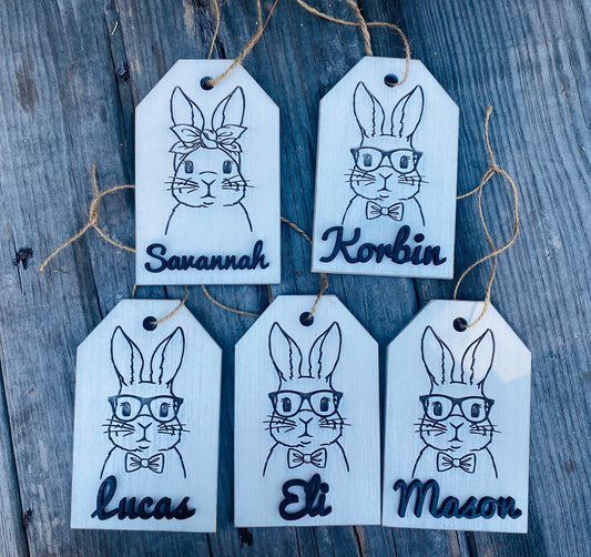 Easter basket name tags, Easter, basket tags, Easter bunny, personalized gifts, keepsakes, Rae Dunn decor