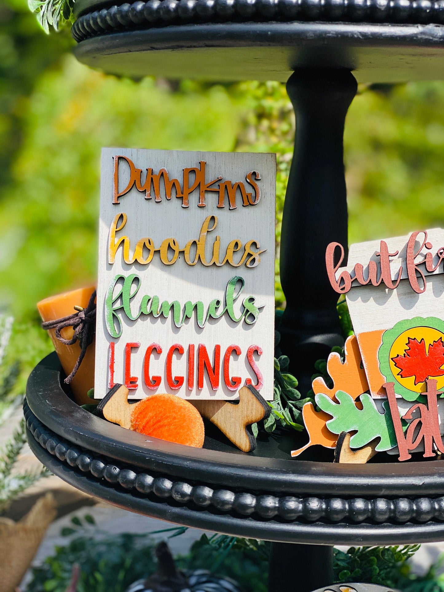 Autumn, pumpkin spice, tier tray set, fall decor, lattes, hoodies, flannels, leggings, gifts for mom, pumpkin spice season, Rae Dunn