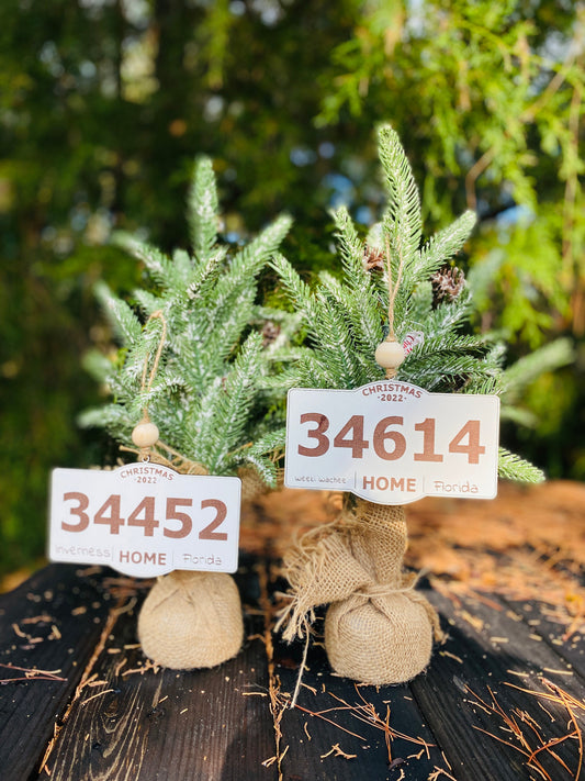 Commemorative ornament, Christmas tree decor, zip code, city, state, Home ornament, hometown, Christmas decor, home decor