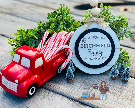 Personalized family Christmas ornament, stocking stuffer, Christmas tree decor, home decor, farmhouse, gifts for mom, xmas, Rustic, chic