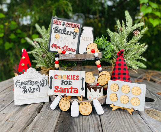 Christmas decor / tier tray decor / home decor / Rae dunn decor / merry Christmas / Santa’s cookies / bakery / milk / Mrs Claus