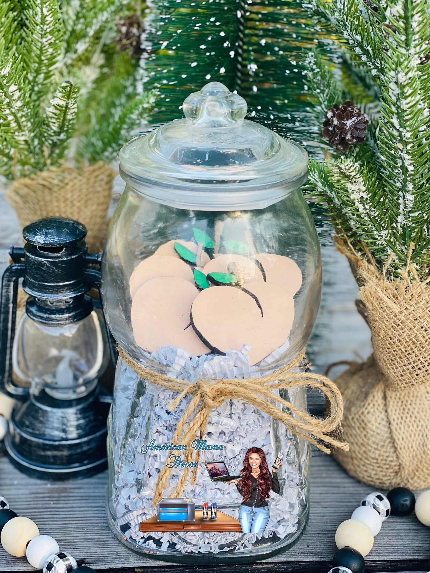 Peaches Gumball machine filler, wooden peach cutouts, tiered tray decor, shelf sitter, farmhouse decoration, table decor, Rae dunn decor