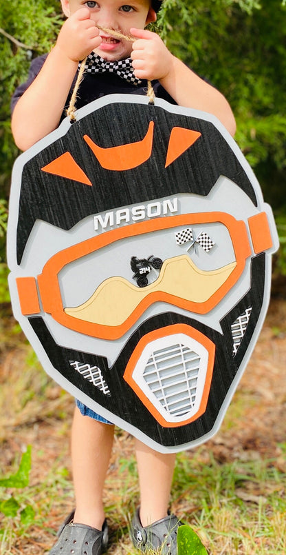 Motocross helmet, wall decor, nursery decor, home decor, helmet sign, dirtbikes, MX, MX racing, personalized home decor, custom
