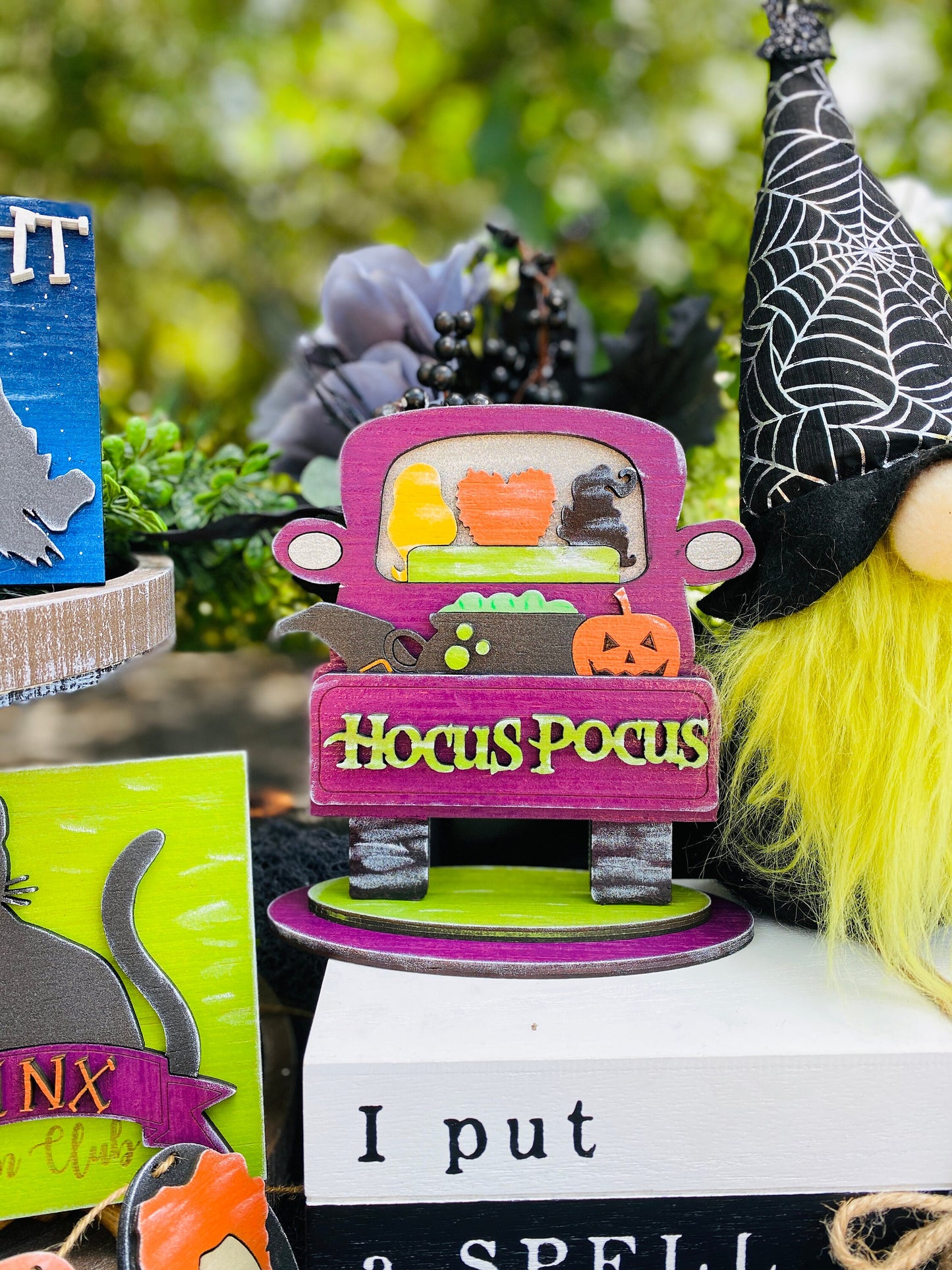 Witches tier tray decor, Halloween tier tray decor, home decor, witch spells, Rae dunn decor, Binx, witches, black flame