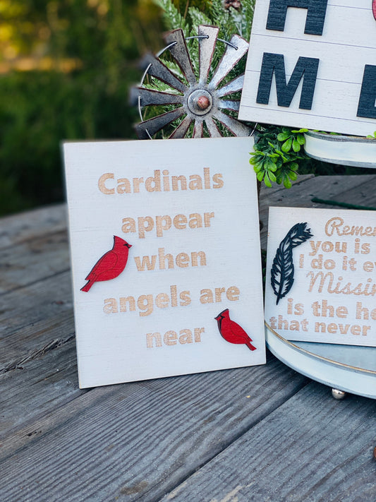 Memorial tier tray decor, cardinals, home decor, Rae dunn decor, angels appears, missing you, wings were ready, farmhouse decor, tier tray