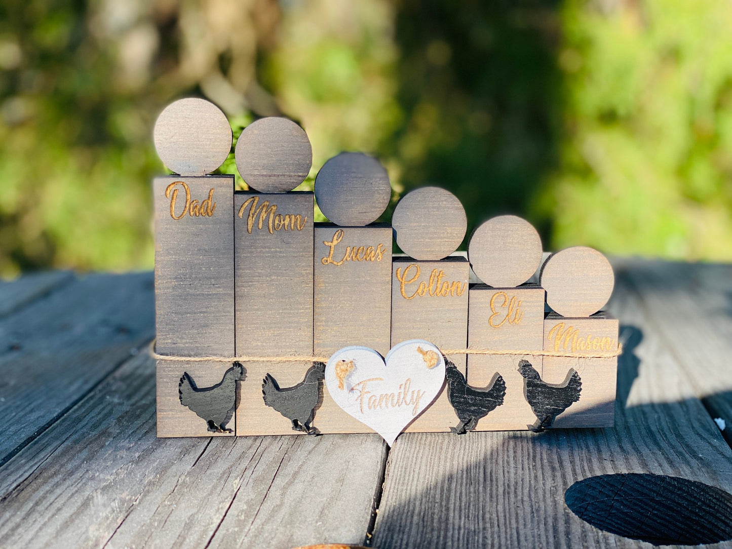 Block family figures, family sign, personalized decor, home decor, standing block family, tier tray decor, farmhouse decor, Rae dunn decor