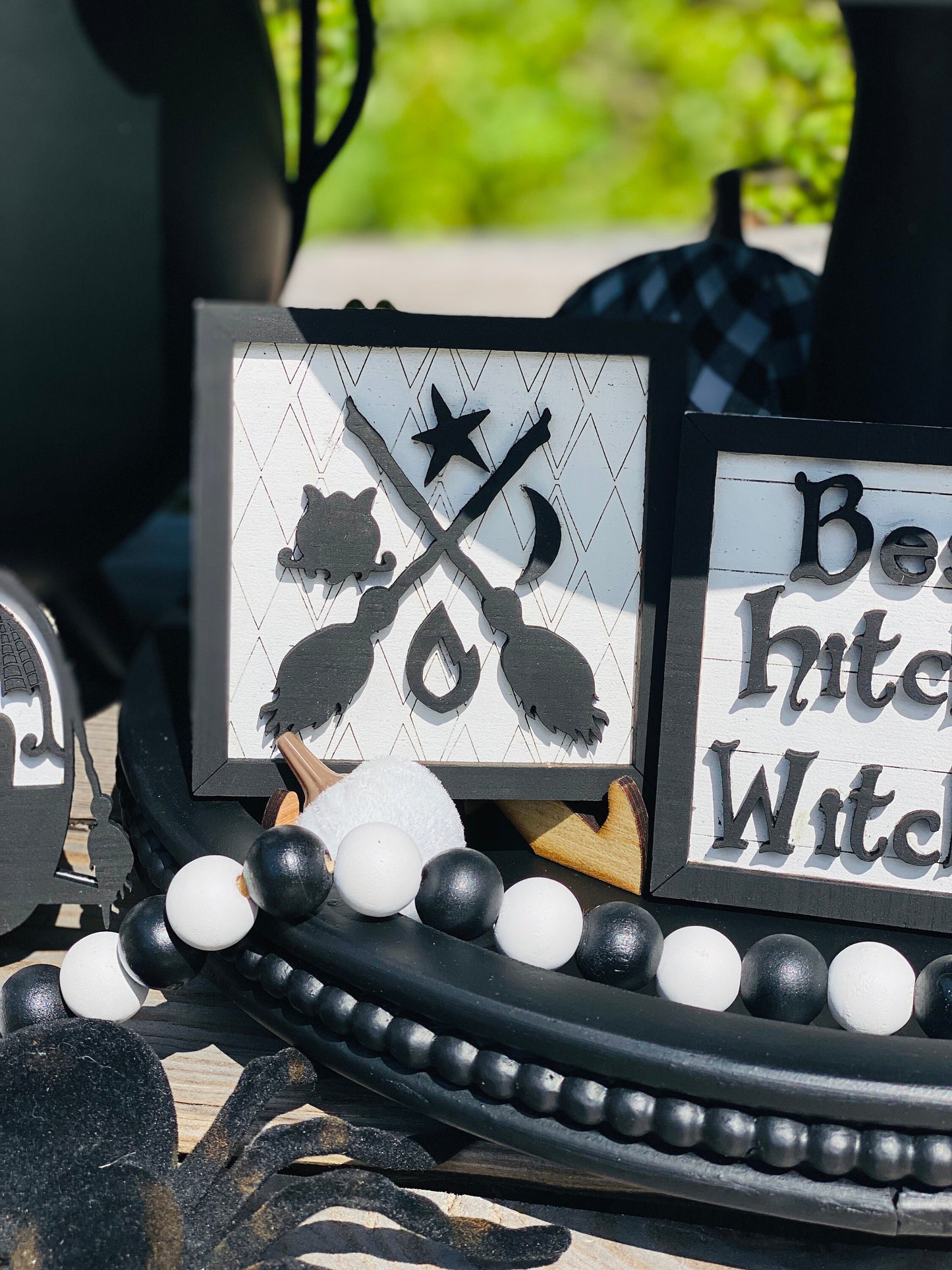 witches tier tray set,home decor,witches with hitches,best witches hitches,lot 31,camper,traveling witches,Rae Dunn, gift for mom