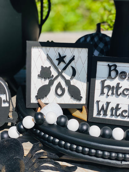 witches tier tray set,home decor,witches with hitches,best witches hitches,lot 31,camper,traveling witches,Rae Dunn, gift for mom