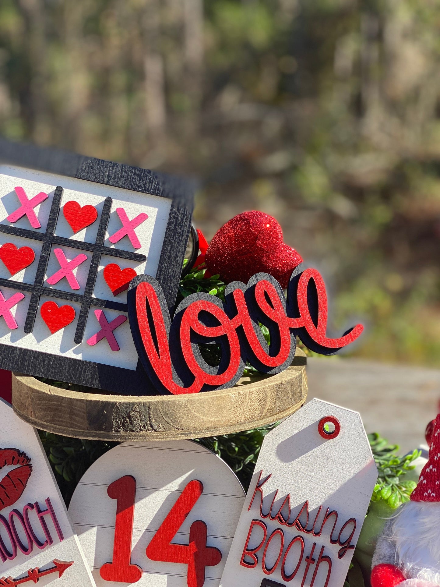Valentines tier tray, home decor, tier tray set, sweetheart, love lives here, valentine, be mine, Rae dunn decor, true love, hugs, kisses