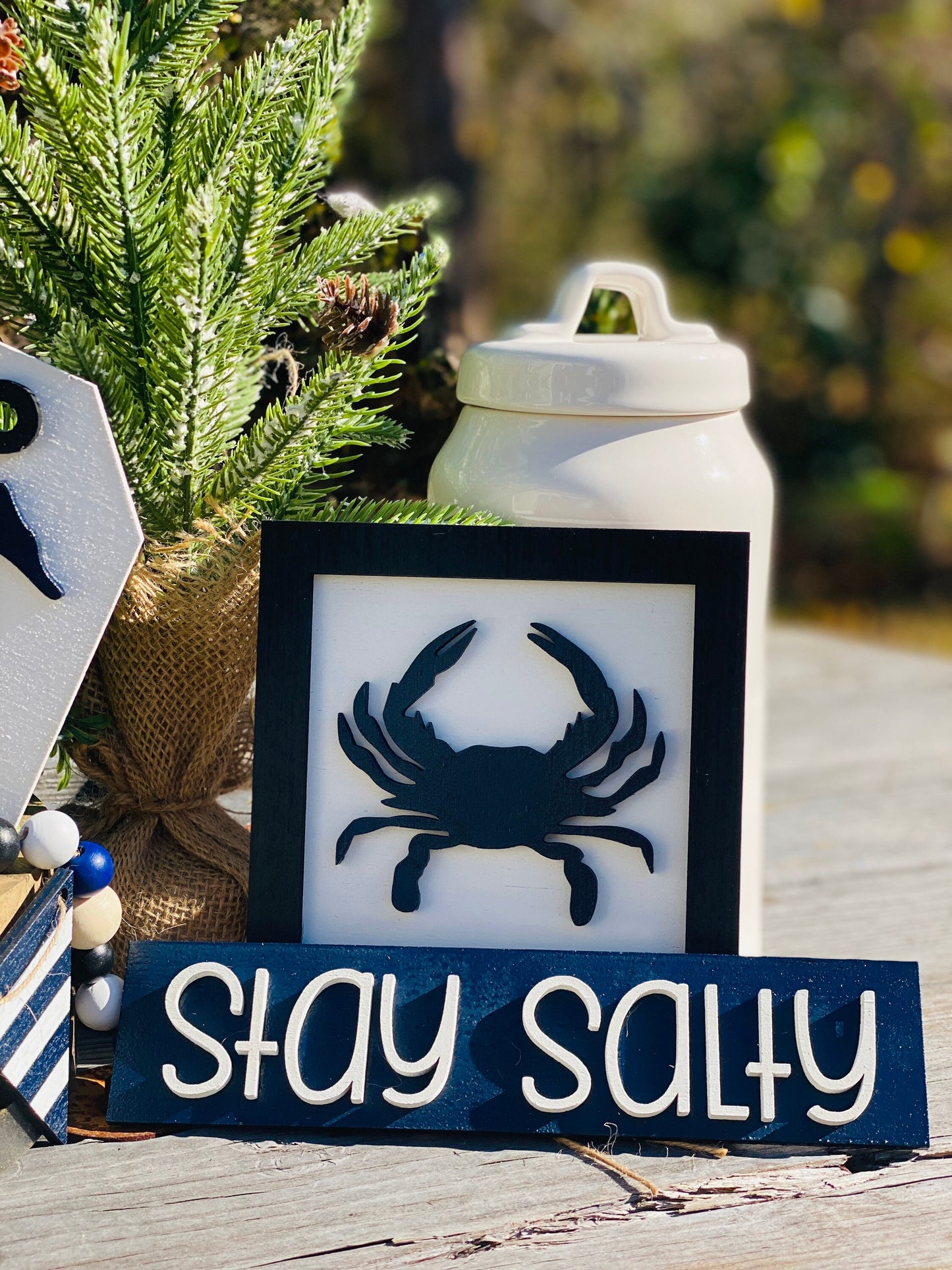 Beach tier tray set, tier tray decor, nautical, home decor, summer time, beach house decor, 3d signs, tier tray signs, Rae dunn decor