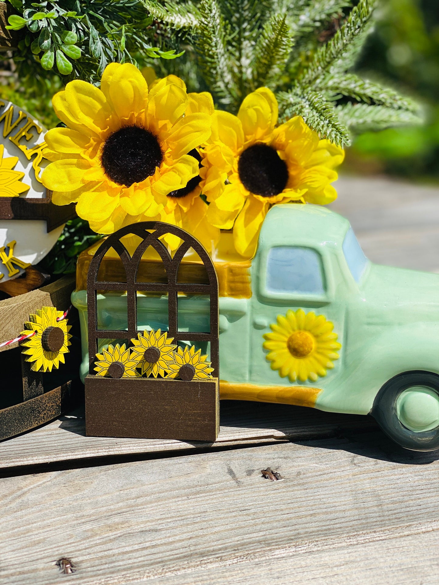 Sunflower Tier Tray Decor,home decor,Rae Dunn decor,shine like a sunflower, spread kindness,fresh cut sunflowers,sunflowers u pick