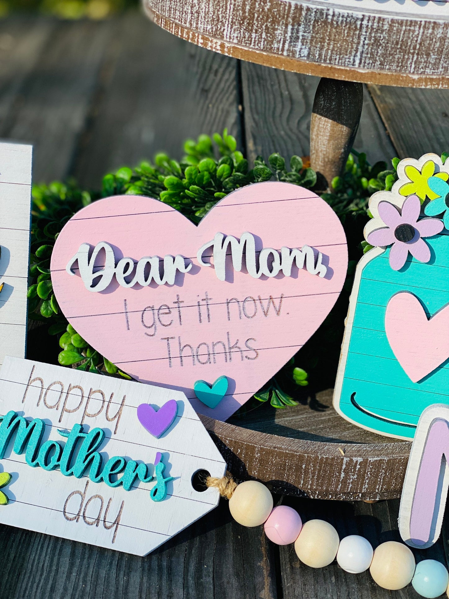 Mother’s Day tier tray set, tier tray decor, moms day, celebrate mom, most loved mom, always my mother, forever my friend, mom, home decor