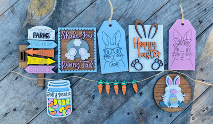 Easter bunny tier tray decor, tier tray set, Rae dunn decor, mini signs, 3d, tier tray signs, Easter, cottontail farms, shake your tail