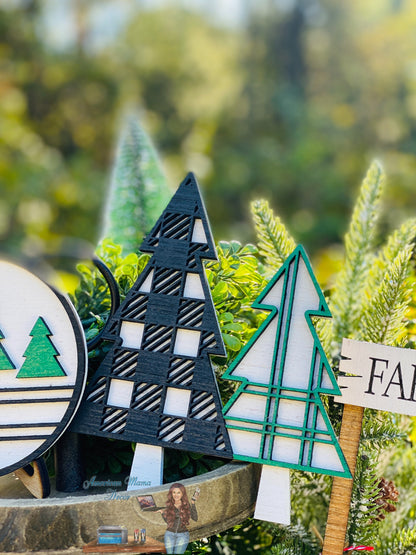 Christmas Tiered Tray Set,home decor, merry Christmas, Christmas, farm fresh trees, farmhouse Christmas decor,xmas decor, Rae Dunn decor