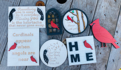 Memorial tier tray decor, cardinals, home decor, Rae dunn decor, angels appears, missing you, wings were ready, farmhouse decor, tier tray