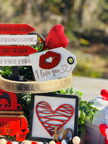 Valentines tier tray, home decor, tier tray set, sweetheart, love shack, Cupid, valentine, be mine, Rae dunn decor, true love, hugs, kisses