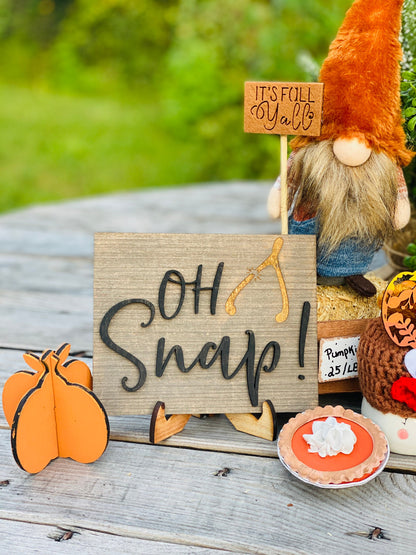 Fall tier tray decor, home decor, autumn, farmhouse, thanksgiving tier tray, 3d, mini signs, give thanks, gobble, drip gravy over me
