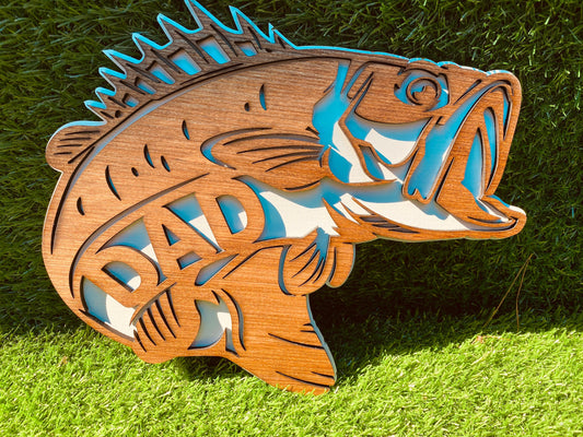 BASS Father’s Day sign-DAD-Grandpa-uncle-papa or plain fish hanging sign home decor, Father’s Day gift, fishing, outdoors