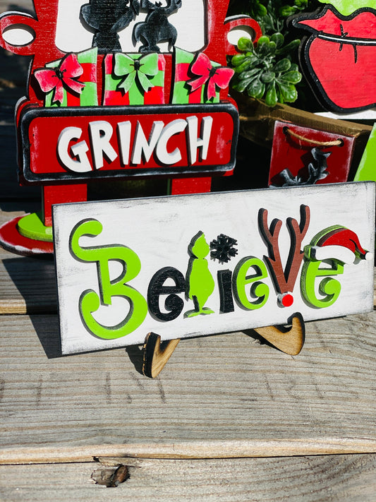 Christmas Tiered Tray Set,home decor, merry xmas, Christmas, Santa’s sled, gnome, believe, farmhouse decor,xmas decor, Rae Dunn decor