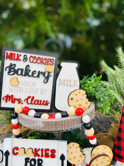 Christmas decor / tier tray decor / home decor / Rae dunn decor / merry Christmas / Santa’s cookies / bakery / milk / Mrs Claus